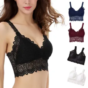 2019 Floral Cami Padded Tank Tops Sexy Women Lace Crochet Bralette Bralet Bra Bustier Crop Top
