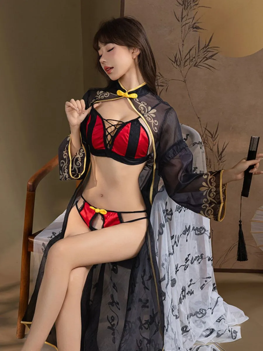3-Piece Chinese Style Cosplay Lingerie