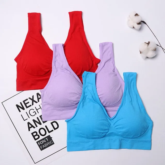 3pcs/set Sexy Bra with Pads Seamless Push Up Plus Size XXXL Underwear Wireless Comfortable Active Bra 2019