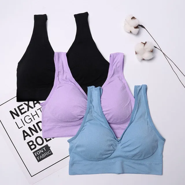 3pcs/set Sexy Bra with Pads Seamless Push Up Plus Size XXXL Underwear Wireless Comfortable Active Bra 2019