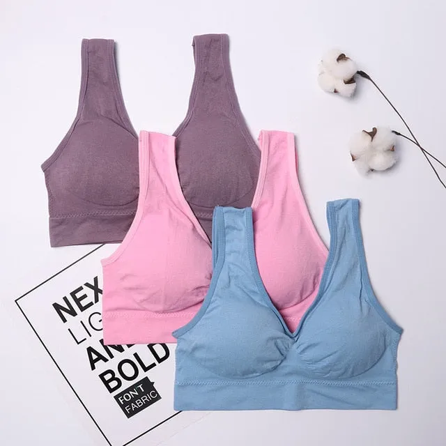 3pcs/set Sexy Bra with Pads Seamless Push Up Plus Size XXXL Underwear Wireless Comfortable Active Bra 2019