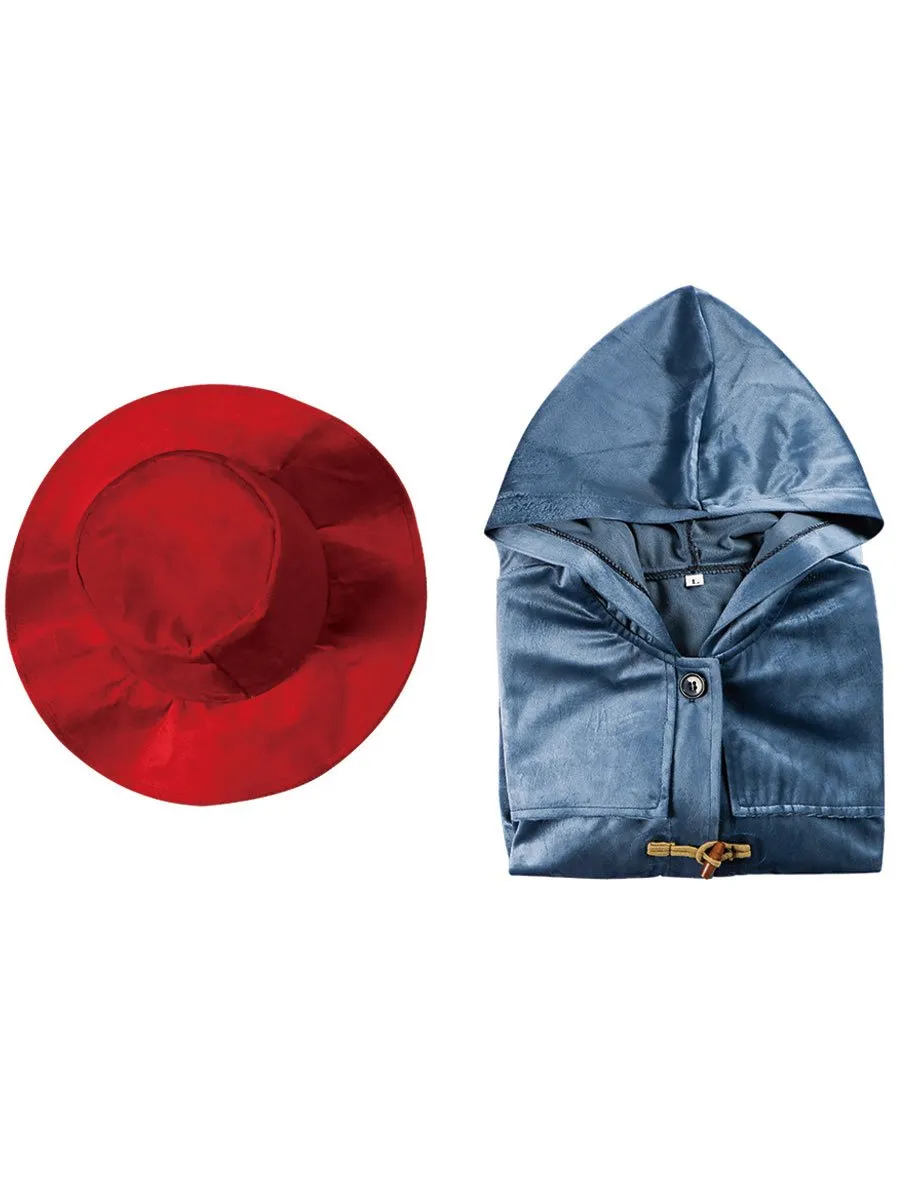 Bear Cosplay Blue Coat and Red Hat