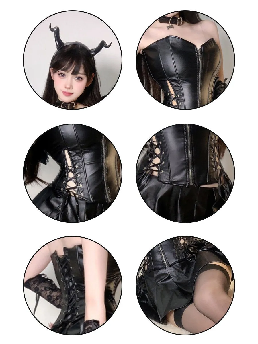 Black Gothic Corset Top and Skirt