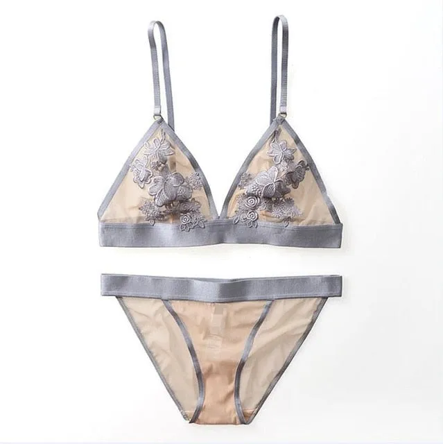 CINOON Sexy Lace Bralette 3/4 Cup Bra Sets Underwear For Women Wire Free Thin Lingerie Set Breathable Comfortable intimates