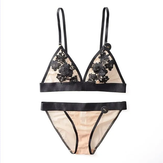 CINOON Sexy Lace Bralette 3/4 Cup Bra Sets Underwear For Women Wire Free Thin Lingerie Set Breathable Comfortable intimates