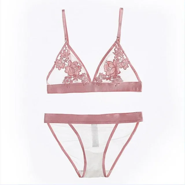 CINOON Sexy Lace Bralette 3/4 Cup Bra Sets Underwear For Women Wire Free Thin Lingerie Set Breathable Comfortable intimates