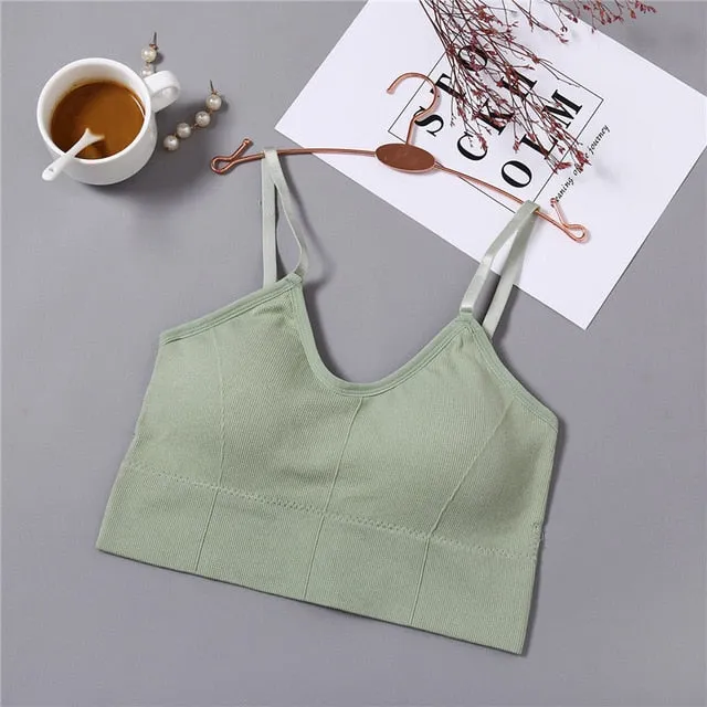 Deep V Women Sexy Bralette Soft Cotton Bra Solid Color Crop Top Push Up Padded Bralette Comfortable Underwear Wire Free Lingerie