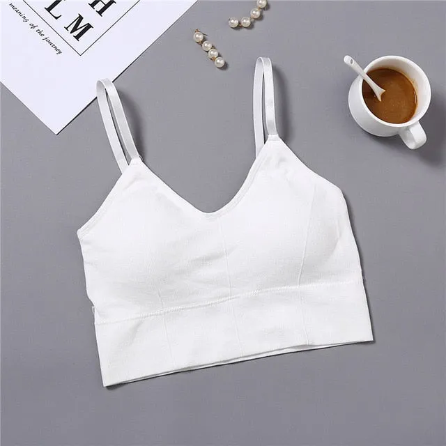 Deep V Women Sexy Bralette Soft Cotton Bra Solid Color Crop Top Push Up Padded Bralette Comfortable Underwear Wire Free Lingerie