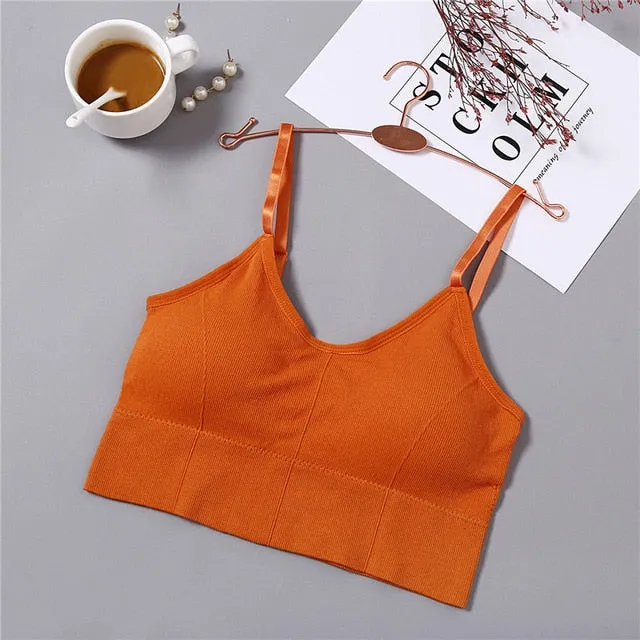 Deep V Women Sexy Bralette Soft Cotton Bra Solid Color Crop Top Push Up Padded Bralette Comfortable Underwear Wire Free Lingerie