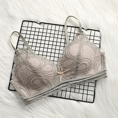DERUILADY Sexy Thin Bralette Lingerie Lace Floral Wireless Bras For Women Comfortable Seamless Push Up Bra Adjusted Underwear