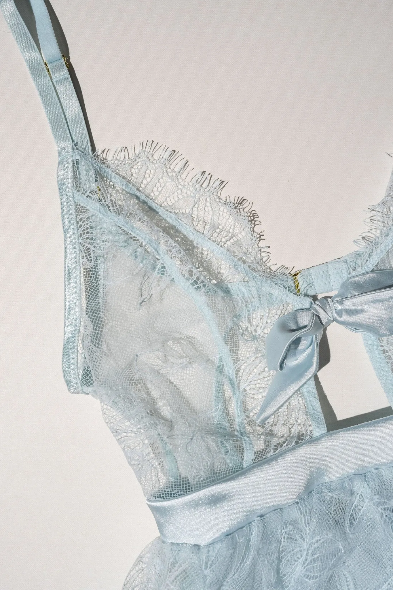Eyelash Lace Crotchless Teddy - Something Blue