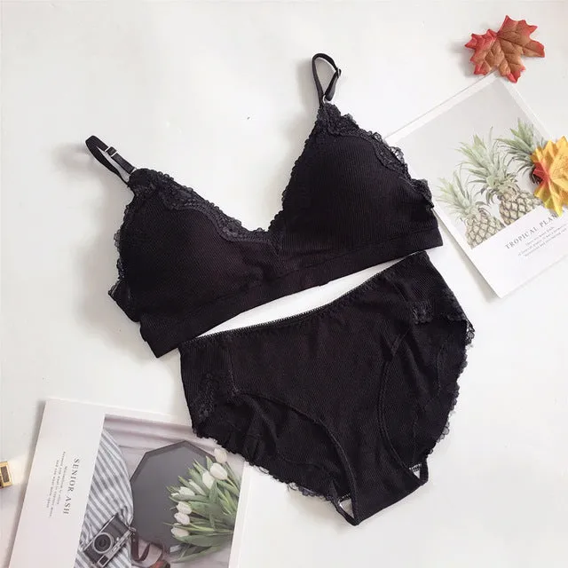 Fashion Bra Briefs Set For Women Lingerie With Pads Seamless Push Up Bralette Active Bra Plus Size XL Sports Underwear #D