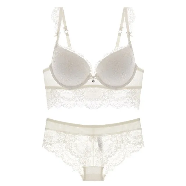 Fashion sexy push up adjustable lace underwear accept supernumerary breast bra thickening bra set high quality lingerie sets