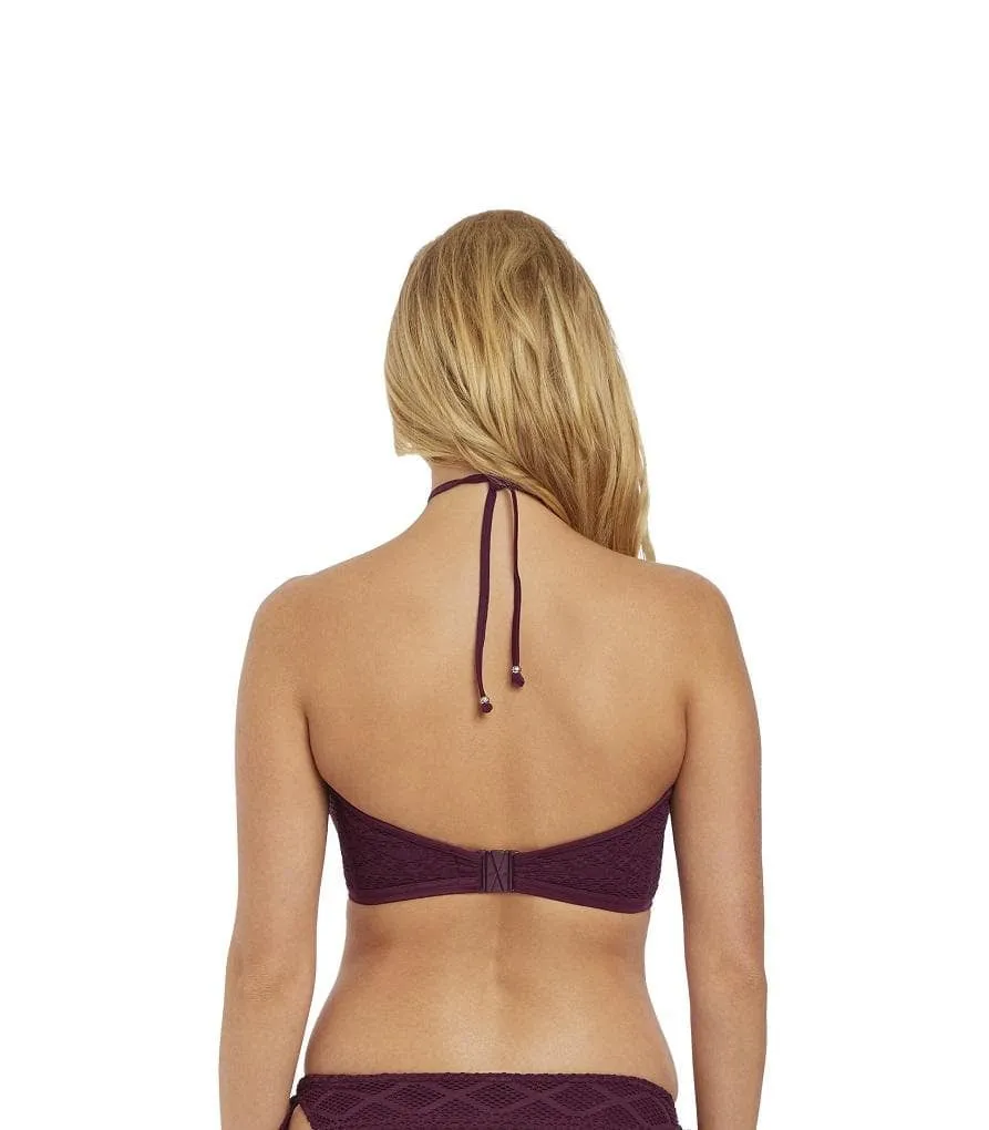 Freya Sundance AS3973 Black Cherry Underwire Padded Hi-Neck Crop Top SwimTop