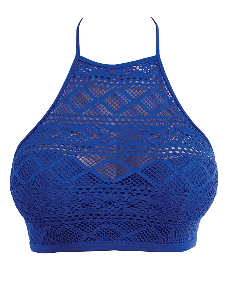 Freya Sundance AS3973 Cobalt Underwire Padded Hi-Neck Crop Swim Top