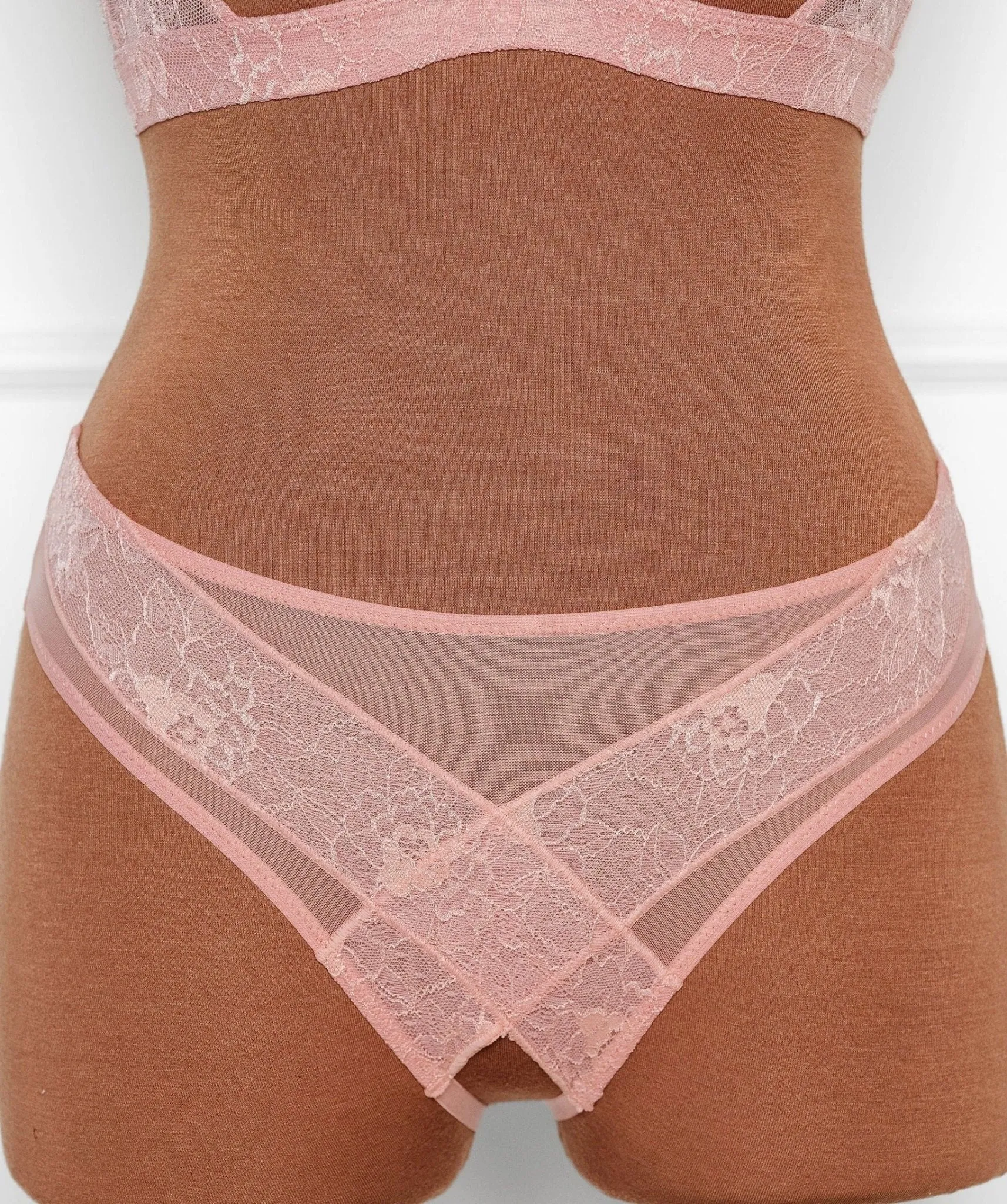 Lacy Crotchless Panty - Blush