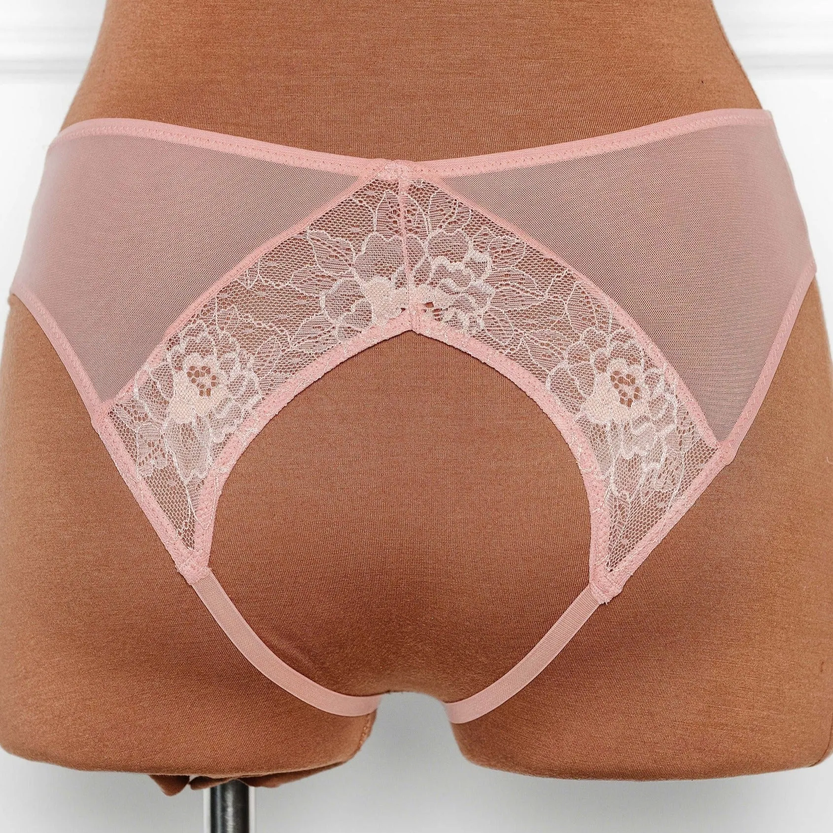 Lacy Crotchless Panty - Blush