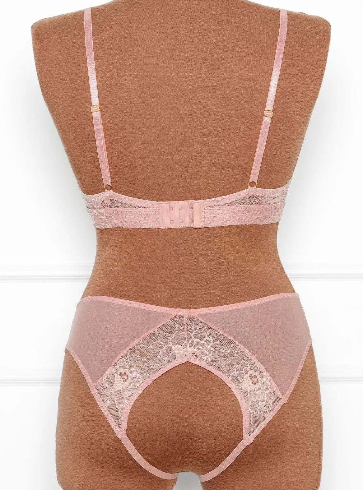 Lacy Crotchless Panty - Blush