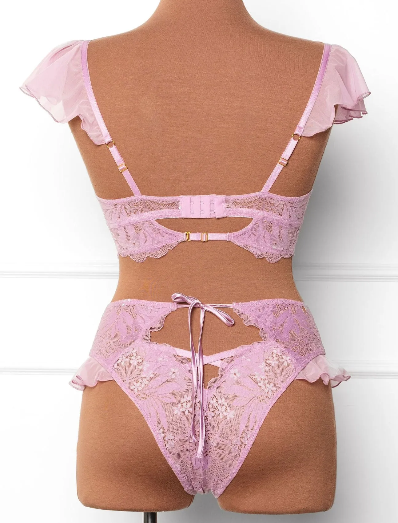 Lacy High Leg Crotchless Panty - Lilac