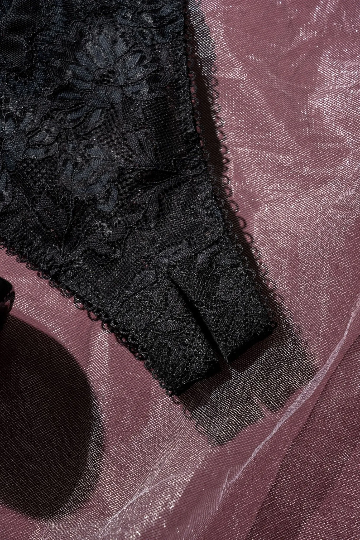 Lacy High Leg Crotchless Teddy - Black