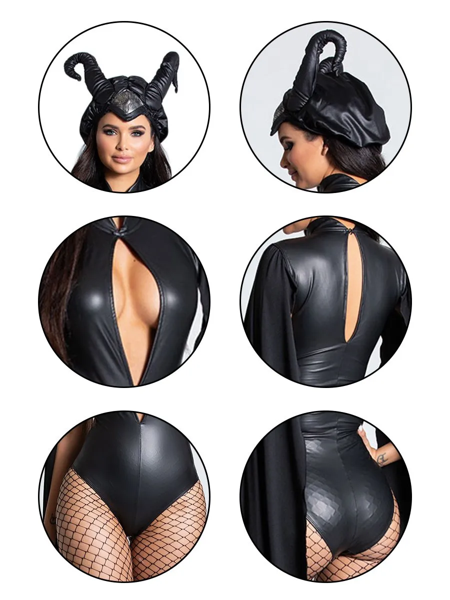 Latex Devil Bodysuit with Horns Headpiece
