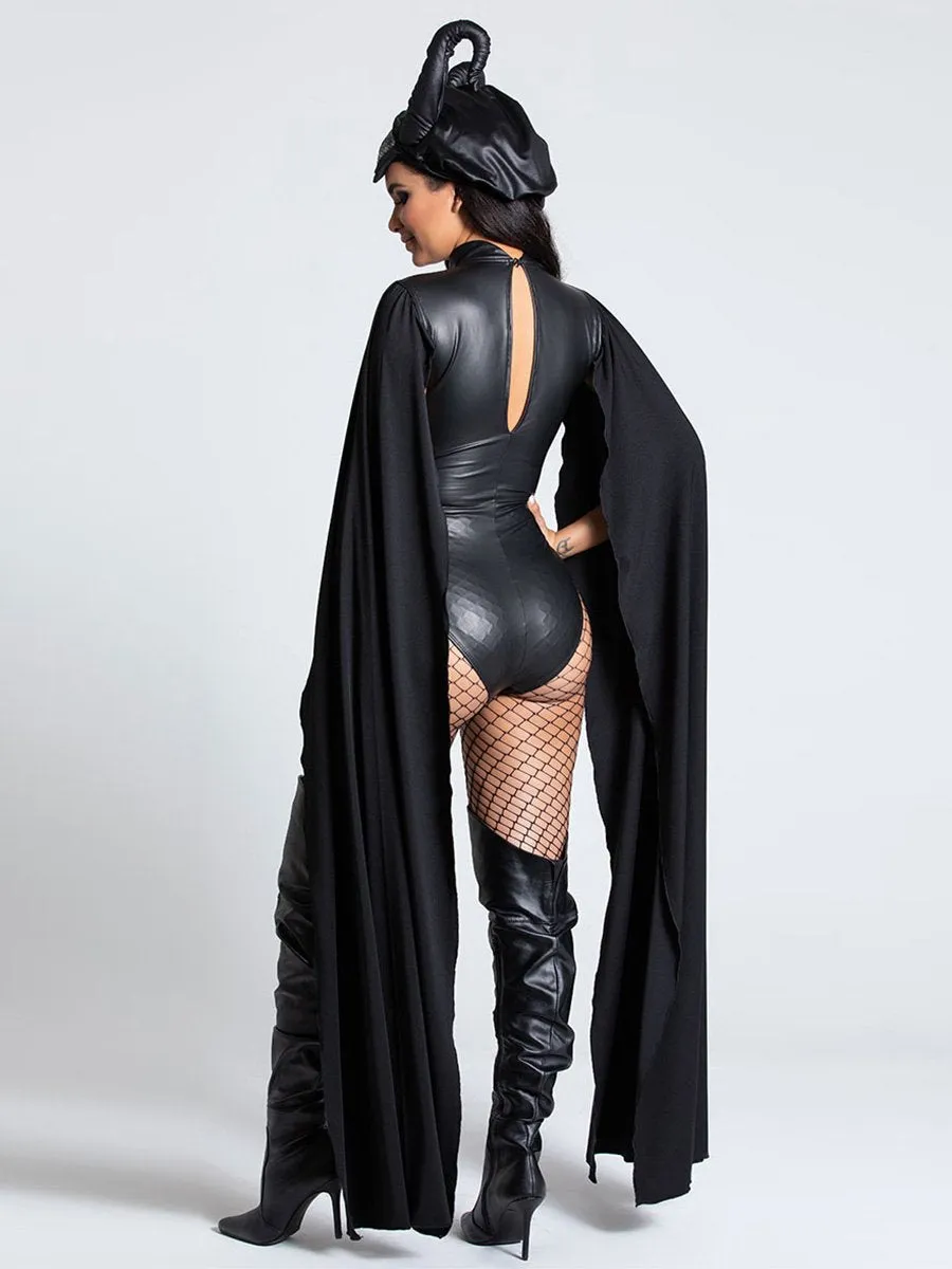 Latex Devil Bodysuit with Horns Headpiece