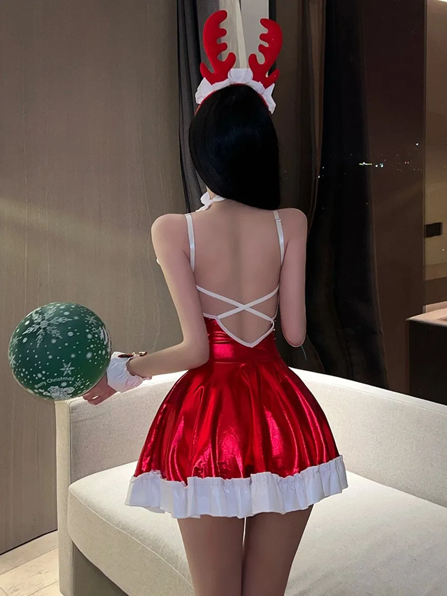 Metallic Christmas Backless Dress