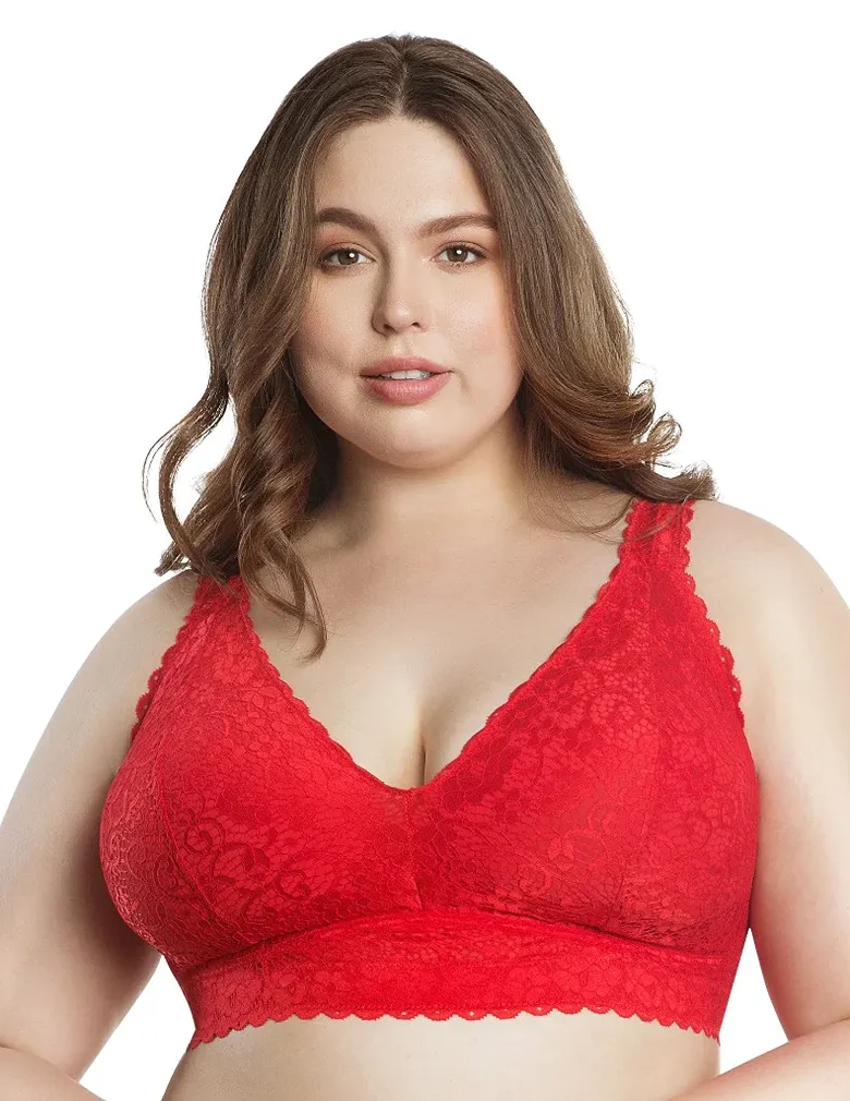 Parfait Adriana P5482 Racing Red Wire-free Lace Bralette