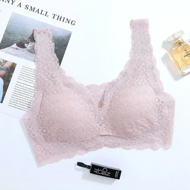 Queenral Sexy Lace Bras For Women Seamless Bra Push Up Bralette Brassiere Breathable Bra Comfortable Sleep Soutien Gorge Femme