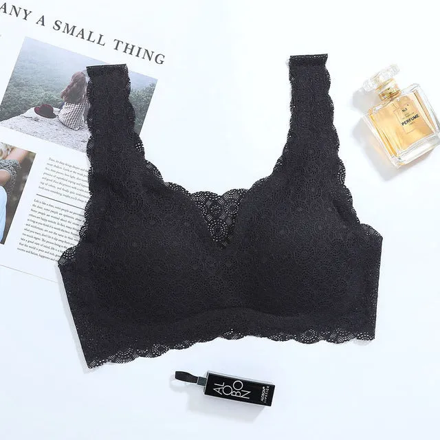 Queenral Sexy Lace Bras For Women Seamless Bra Push Up Bralette Brassiere Breathable Bra Comfortable Sleep Soutien Gorge Femme