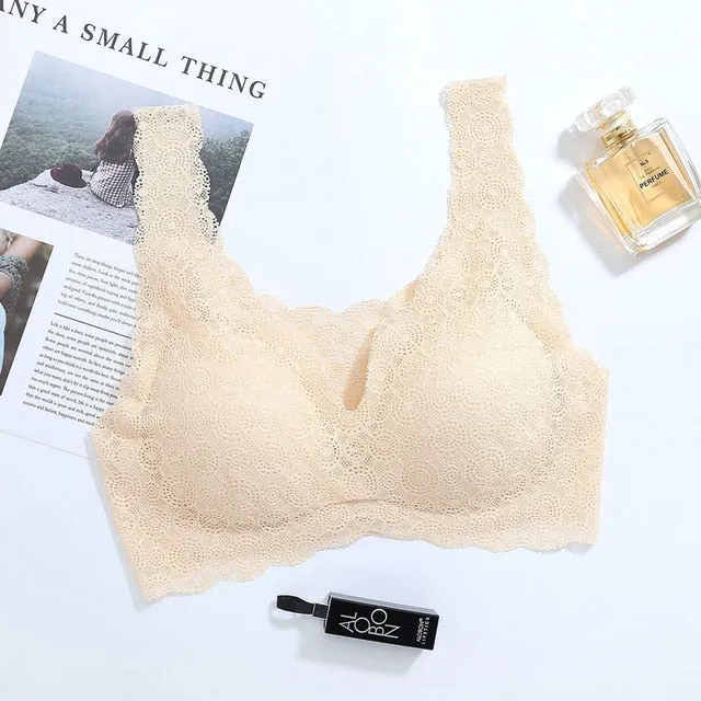 Queenral Sexy Lace Bras For Women Seamless Bra Push Up Bralette Brassiere Breathable Bra Comfortable Sleep Soutien Gorge Femme