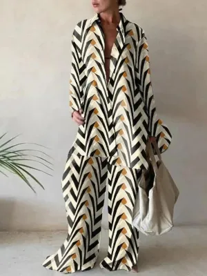 Relaxed Two-Piece Geometric Trouser Set