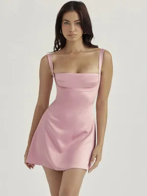 Satin Sling Party Mini Dress