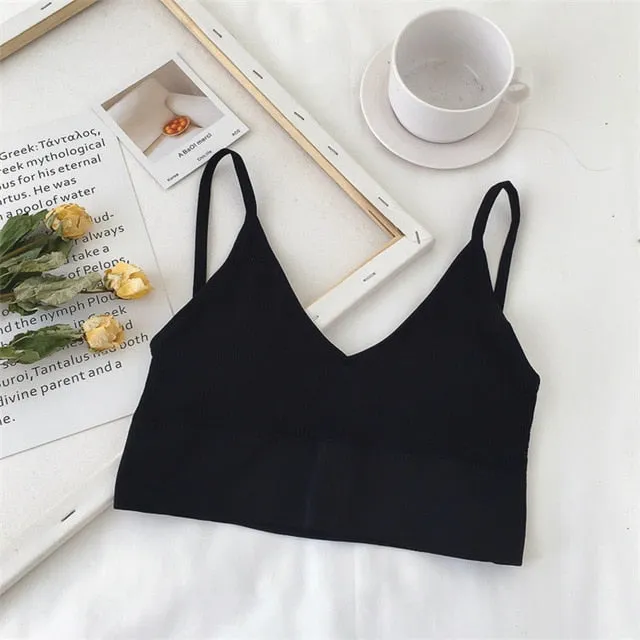 Simple Triangel Bralette for Female Young Lady Plunge Bra No Steel Comfortable Underwear Stretch Teenager Lingerie with Pads