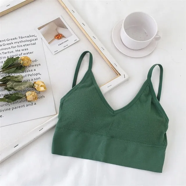 Simple Triangel Bralette for Female Young Lady Plunge Bra No Steel Comfortable Underwear Stretch Teenager Lingerie with Pads