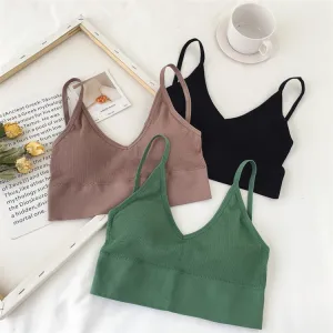 Simple Triangel Bralette for Female Young Lady Plunge Bra No Steel Comfortable Underwear Stretch Teenager Lingerie with Pads
