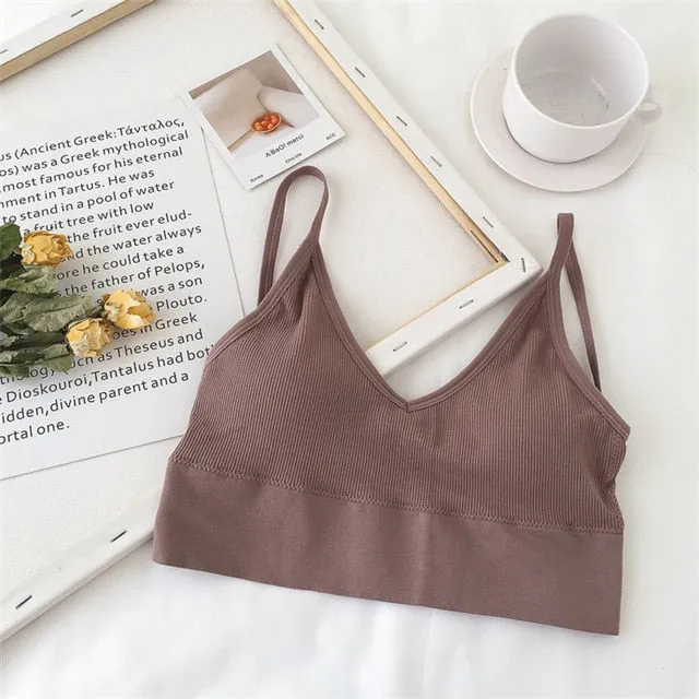 Simple Triangel Bralette for Female Young Lady Plunge Bra No Steel Comfortable Underwear Stretch Teenager Lingerie with Pads