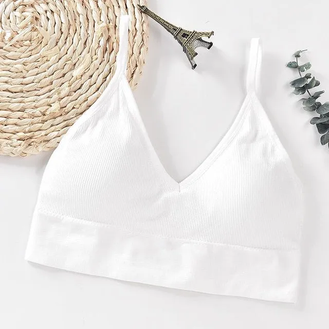 Simple Triangel Bralette for Female Young Lady Plunge Bra No Steel Comfortable Underwear Stretch Teenager Lingerie with Pads