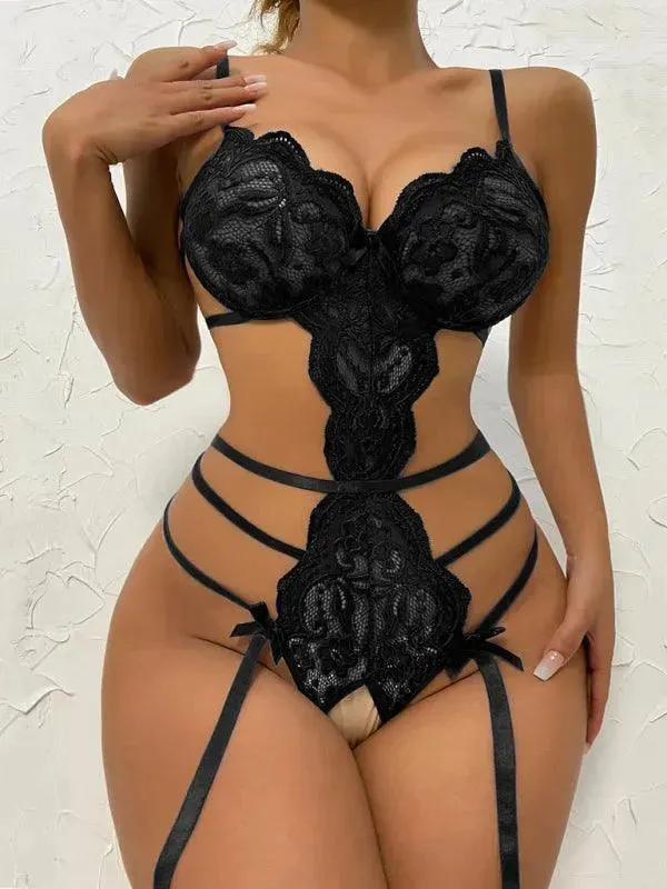 Women Sexy Hollow Suspender Bodysuit
