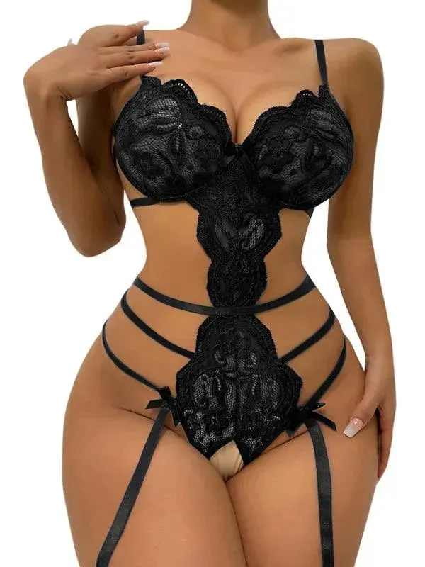 Women Sexy Hollow Suspender Bodysuit